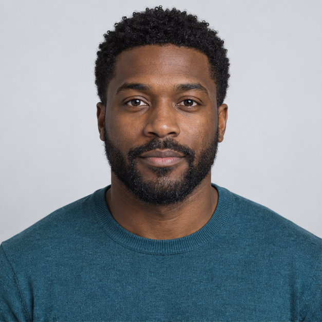 AI-generated fictional portraits — left reference